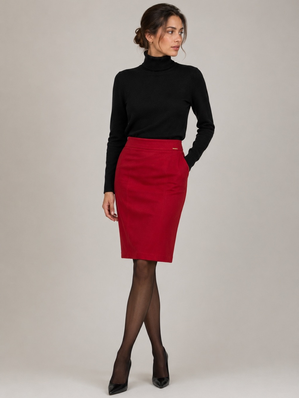 Marc New York Vibrant Red Pencil Skirt